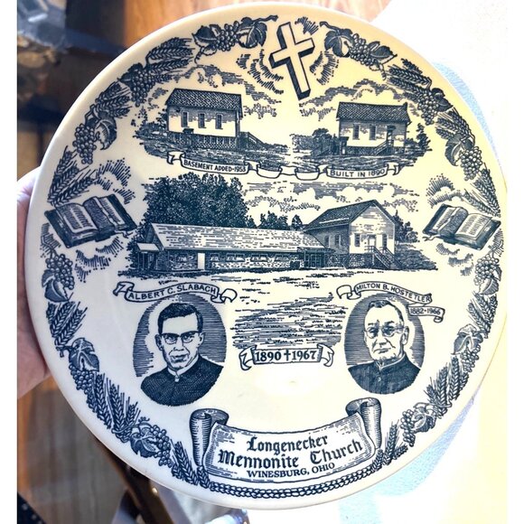 Longenecker Mennonite Church Commemorative Plate Kettlesprings Kilns 1622-S vtg - Picture 6 of 6